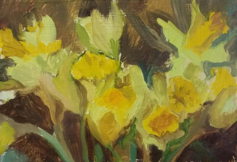 Daffodils, 15cm x 21cm, February 2019